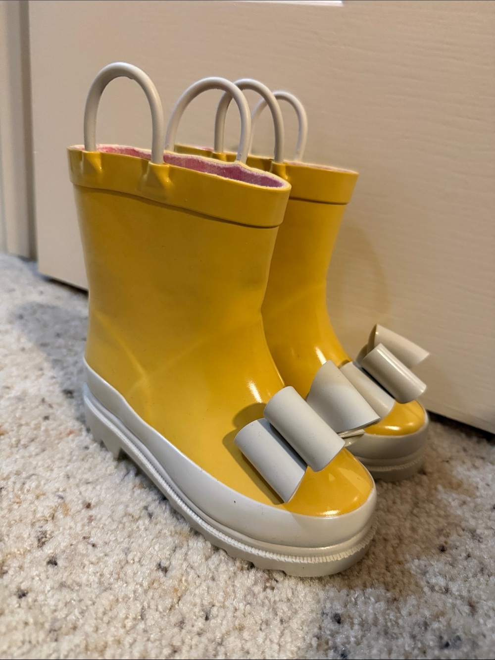 Sweethoney  Yellow Rain Boots with blue Bow Accent